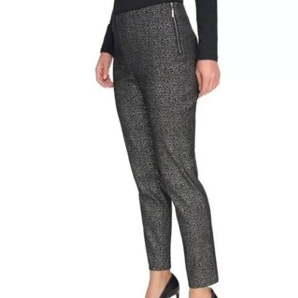DKNY Women's Black/Silver Animal Printed Low Rise Skinny Ankle Pants Size 14 NWT - Picture 7 of 8